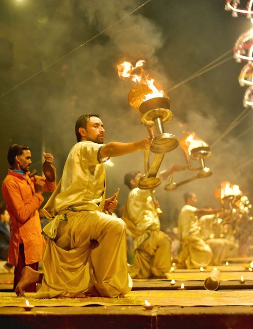 Indien Varanasi Ganges Zeremonie Ganga Aarti