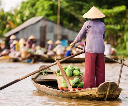Vietnam Mekong Delta schwimmender Markt