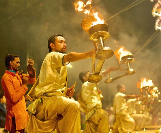 Indien Varanasi Ganges Zeremonie Ganga Aarti