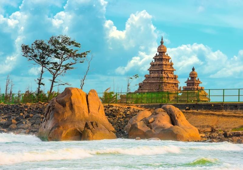Indien Mamallapuram Kuestentempel Mahabalipuram faszinierend Urlaub