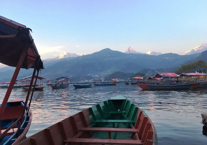 Nepal Pokhara Phewa Lake at Sunset