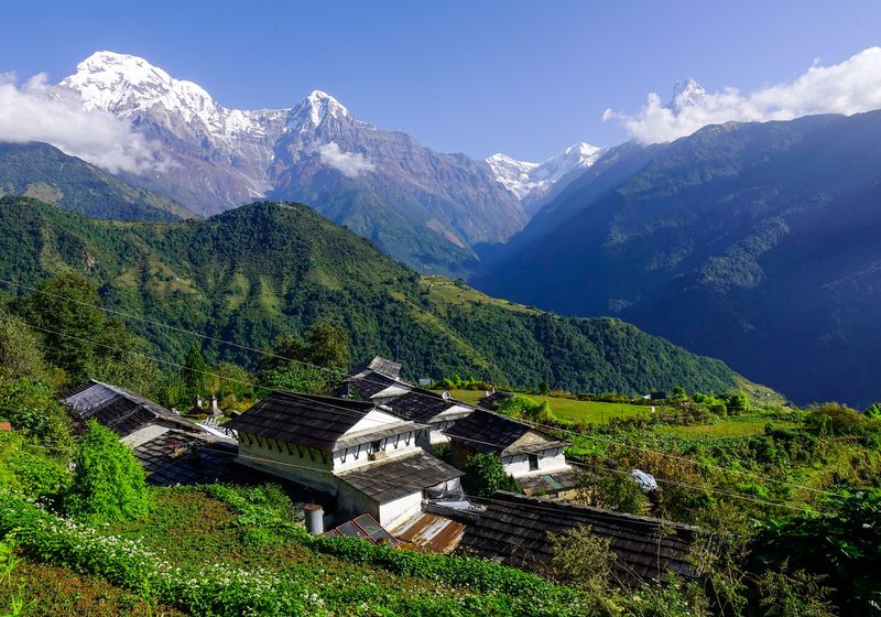 nepal pokhara tea house wanderung trekking nature iStock 1500909016